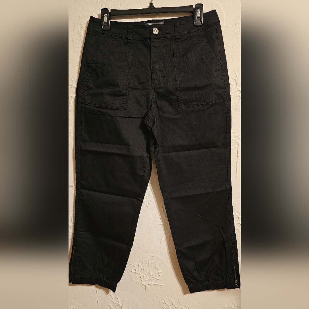 New Lisa Rinna Women's Black Crop Pants Ankle Zipper Size 6